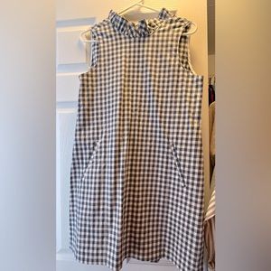 Tyler Boe High Neck Ruffle blue Gingham dress with bow! Worn once!